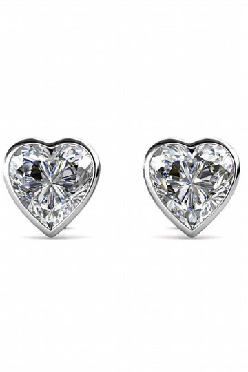 Stylacity Silver Heart Stud Earrings With Swarovski Crystals Stylacity